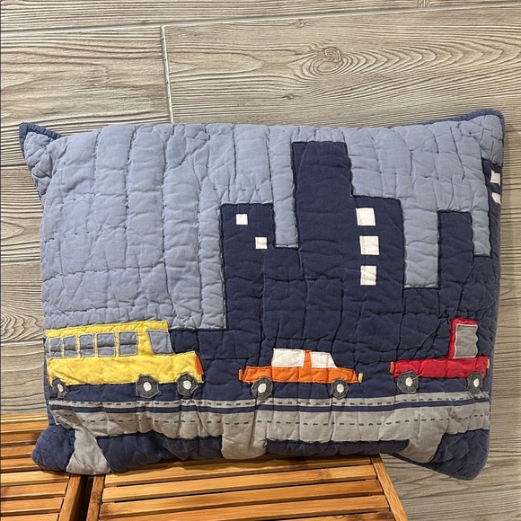 Pottery Barn Kids Transportation Quilt Multicolor Navy Blue Cotton PBK - Picture 2 of 11